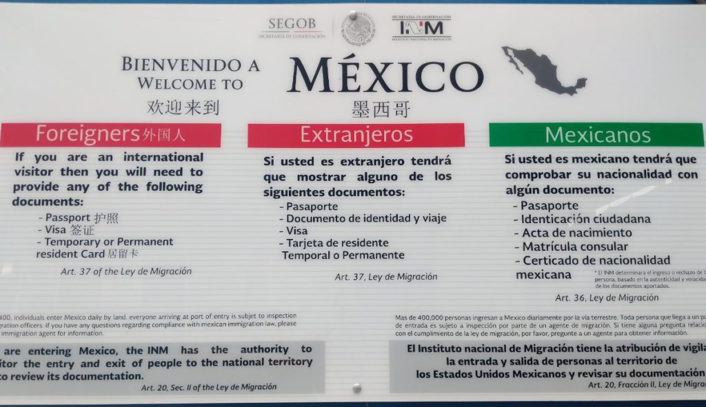 Documentation Required when entering Mexico